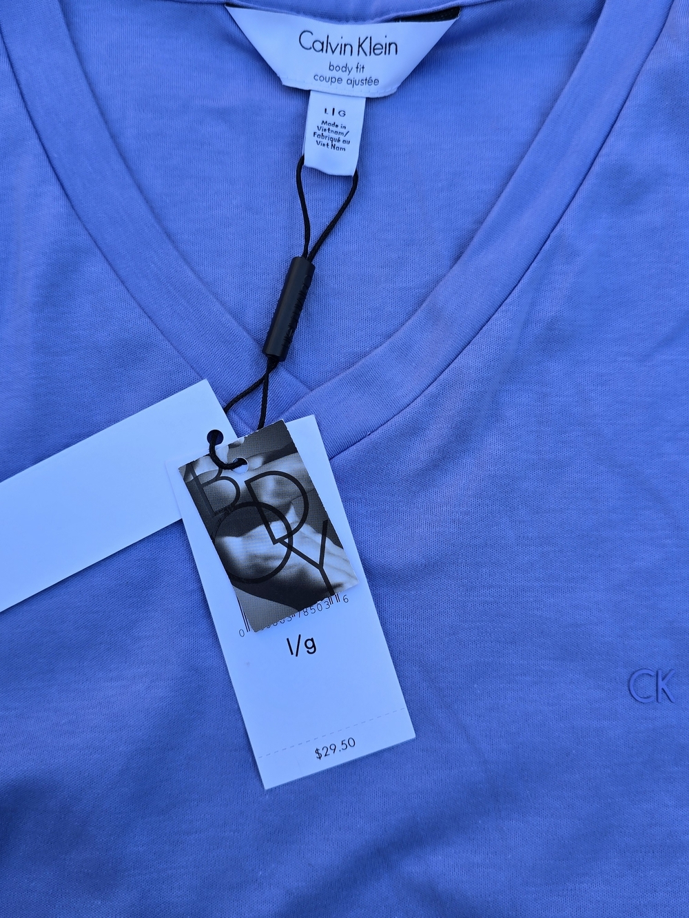 Calvin Klein Men’s Cotton V-Neck Purple T-Shirt  Size L/G - Picture 7 of 8